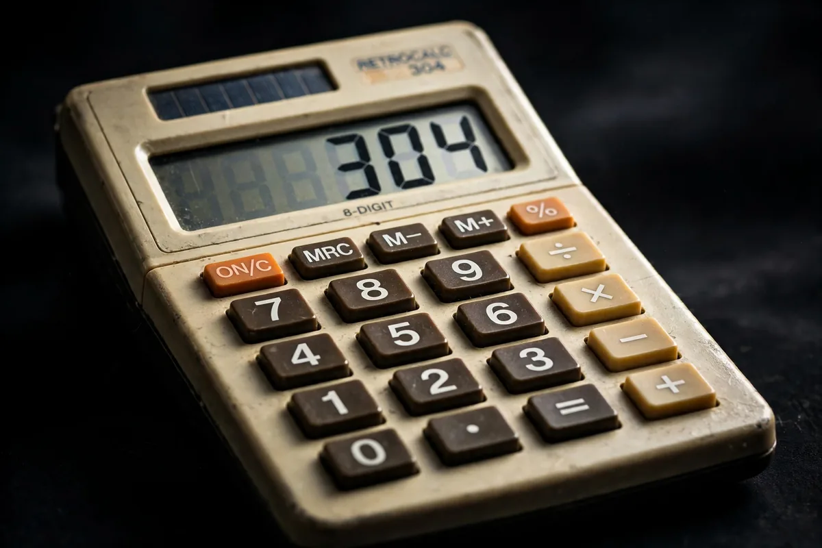 304 meaning - calculator displaying 304 numbers