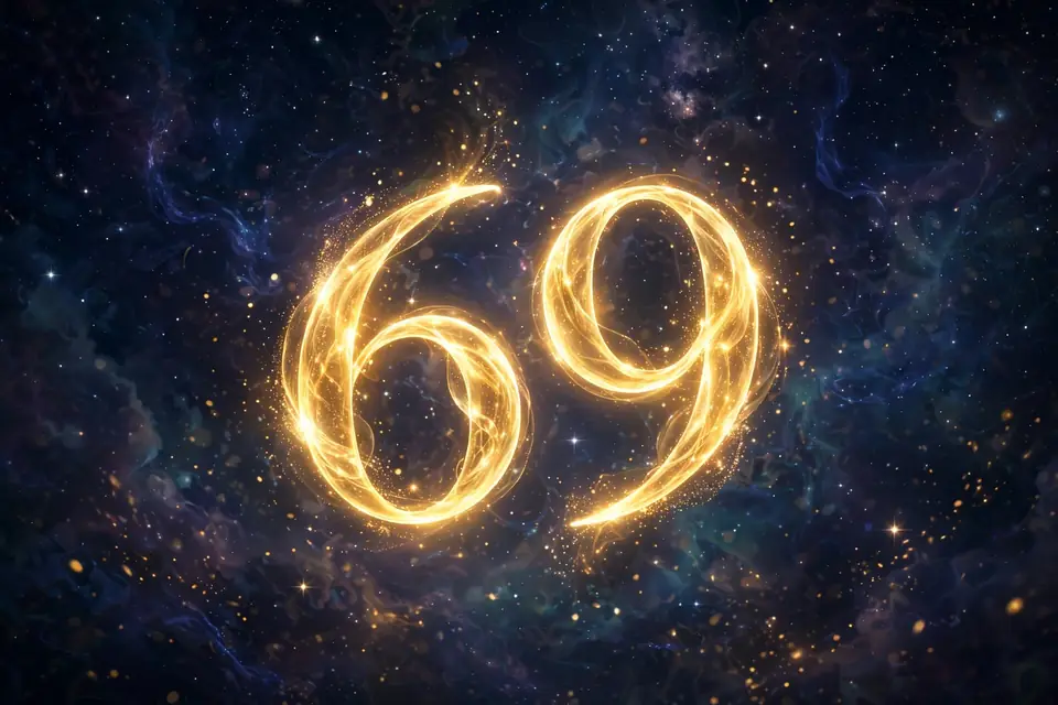 69 meaning - angel number 69 glowing in the night sky