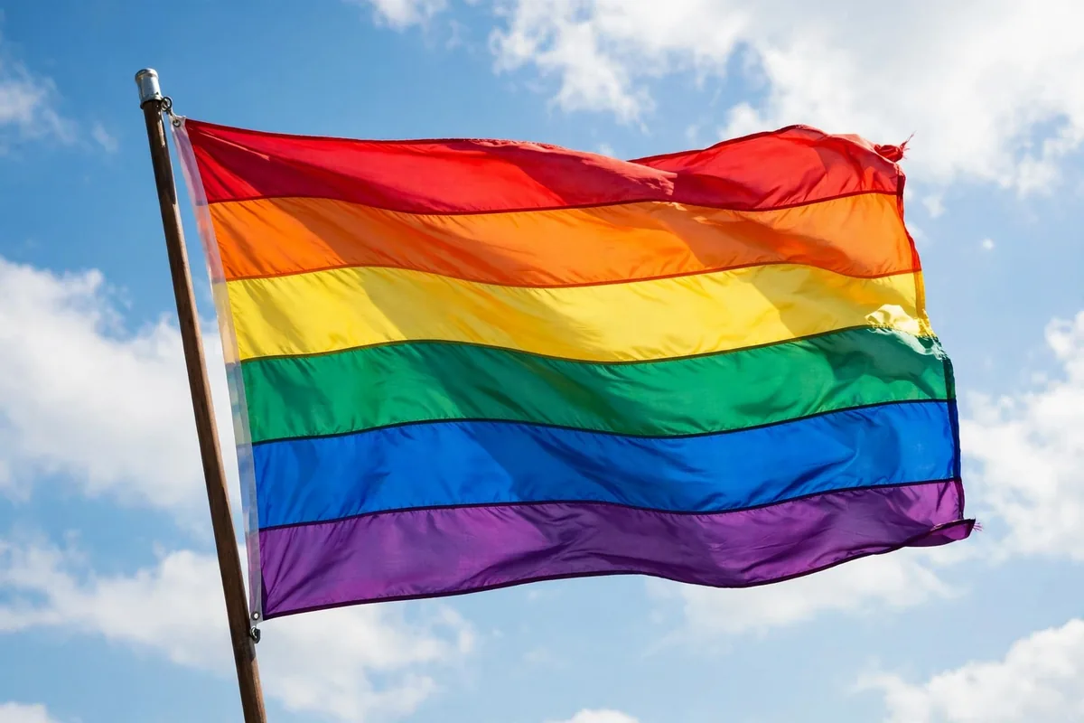 Abrosexual meaning - rainbow pride flag waving