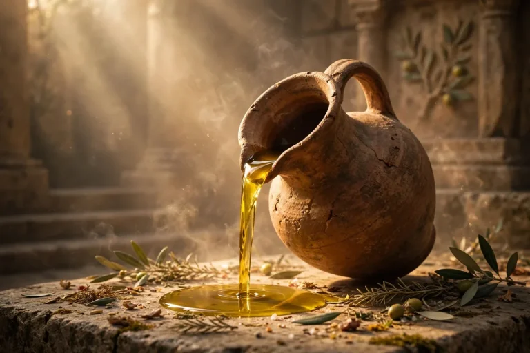 Anointed meaning - ancient oil vessel with olive oil