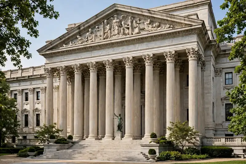 ATF meaning court - courthouse columns symbolizing federal law