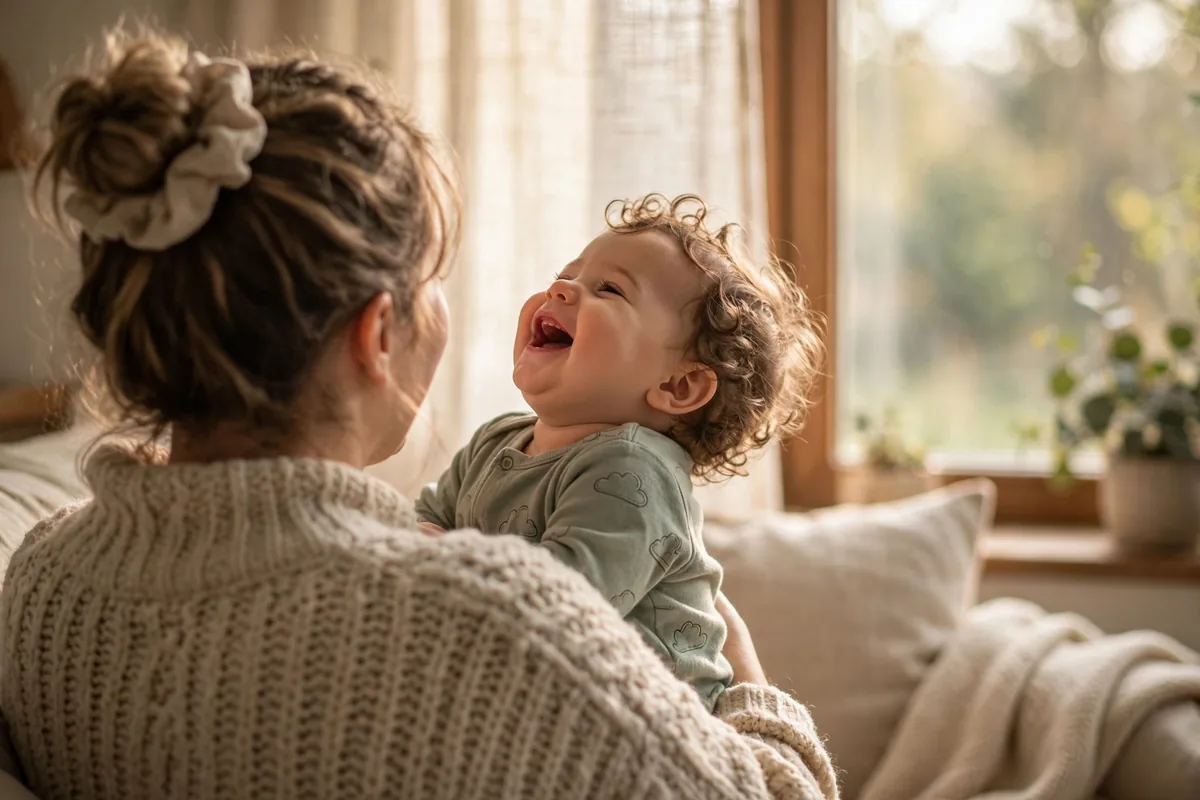 Aww meaning baby - baby laughing with parent