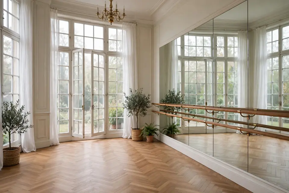 Barre meaning history - elegant ballet studio with barres