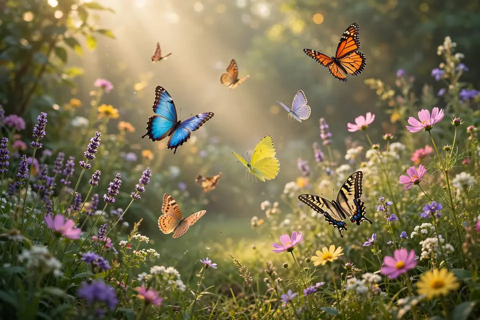 Butterfly meaning cultural - colorful butterflies in garden with soft light