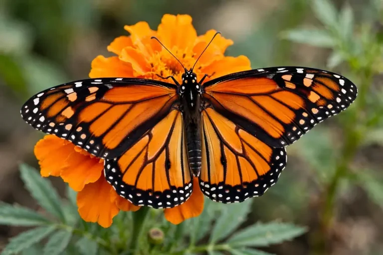 Butterfly meaning - monarch butterfly with wings spread on flower