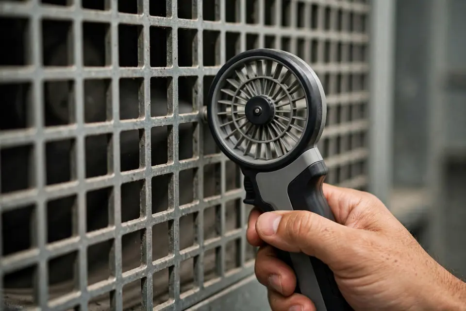 CFM meaning measure - technician using anemometer to measure airflow velocity