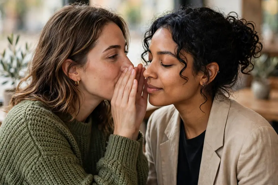 Chisme meaning whisper - woman whispering a secret