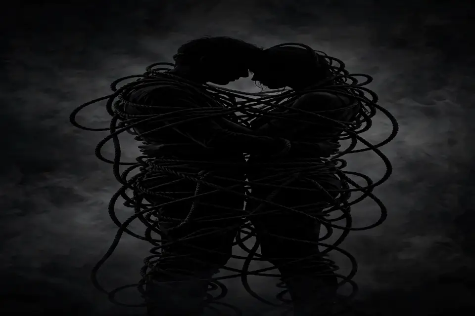 Codependency meaning - tangled couple silhouette