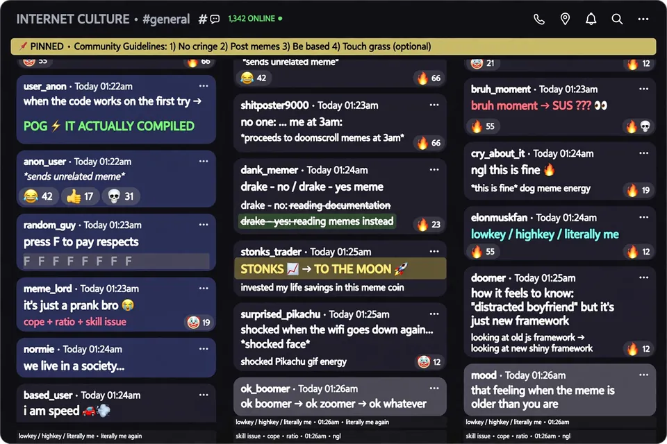 Copypasta meaning - computer screen filled with repeated blocks of meme text