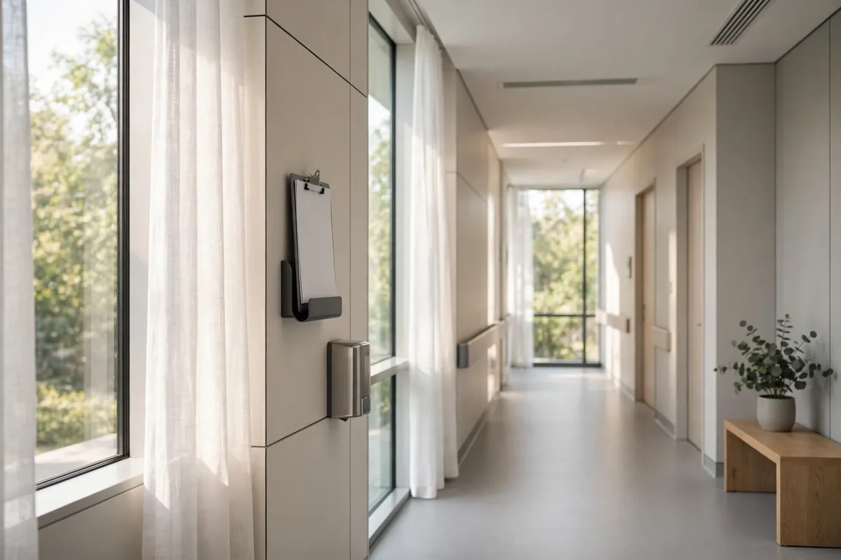 DNR meaning - hospital corridor with medical chart