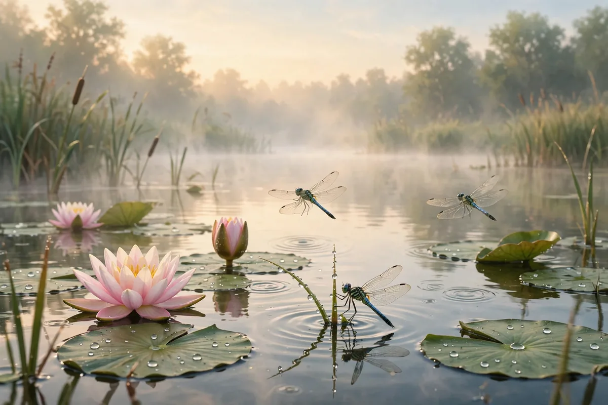 Dragonfly meaning pond - dragonfly resting near water