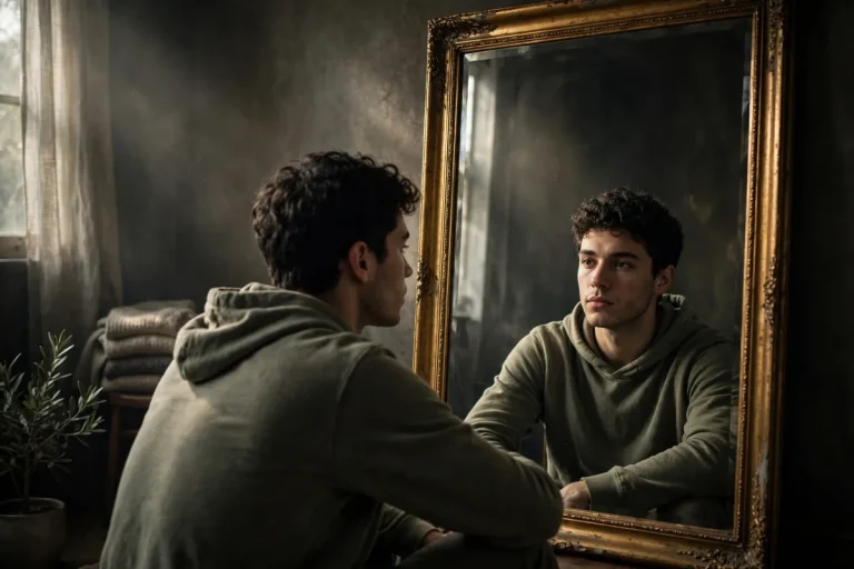 Ego meaning - person looking at mirror reflection