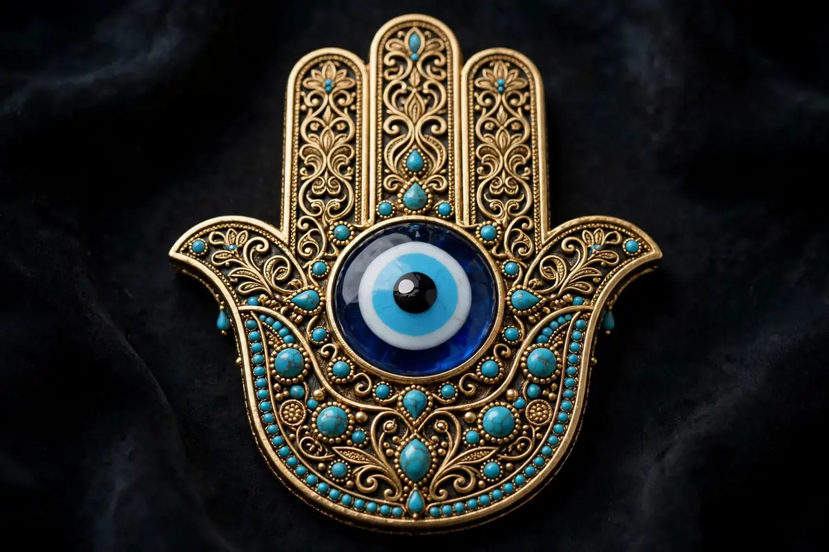 Evil eye meaning protection - hamsa hand amulet with evil eye