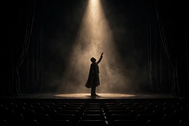 Exhibitionist meaning - performer on stage under spotlight