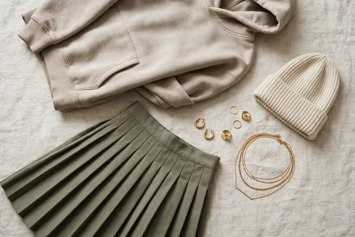 Femboy meaning - fashionable androgynous clothing flat lay