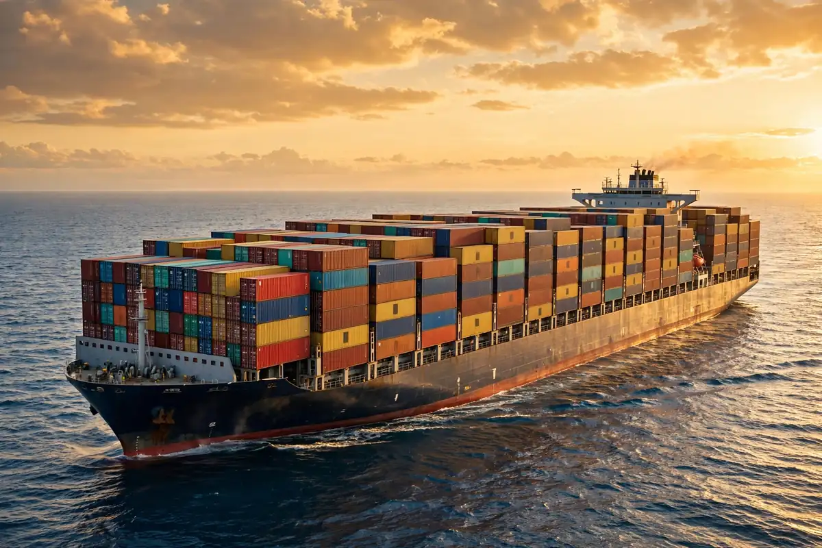 FOB meaning free on board - container cargo ship representing shipping term