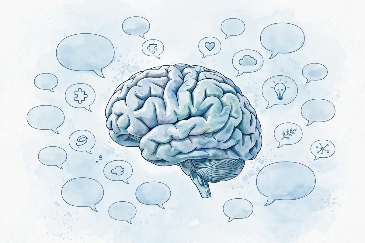 Freudian slip meaning brain - brain with thought bubbles