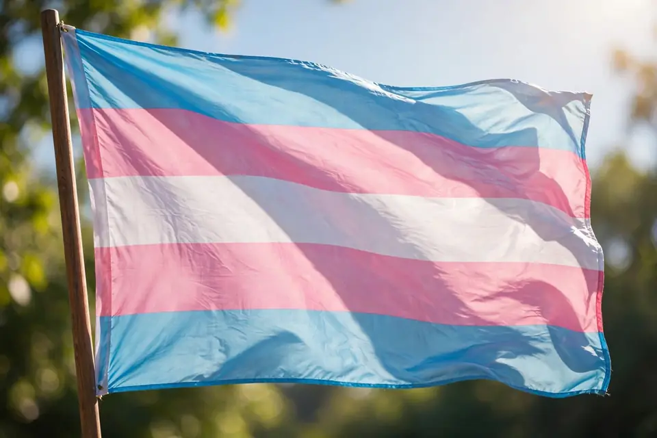 FTM meaning - transgender pride flag waving
