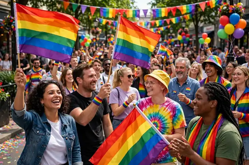 FTM meaning pride - rainbow pride flags at outdoor celebration