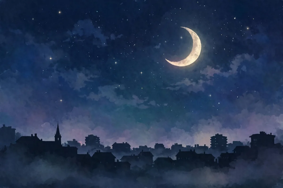 GTS meaning go to sleep - crescent moon and stars night sky
