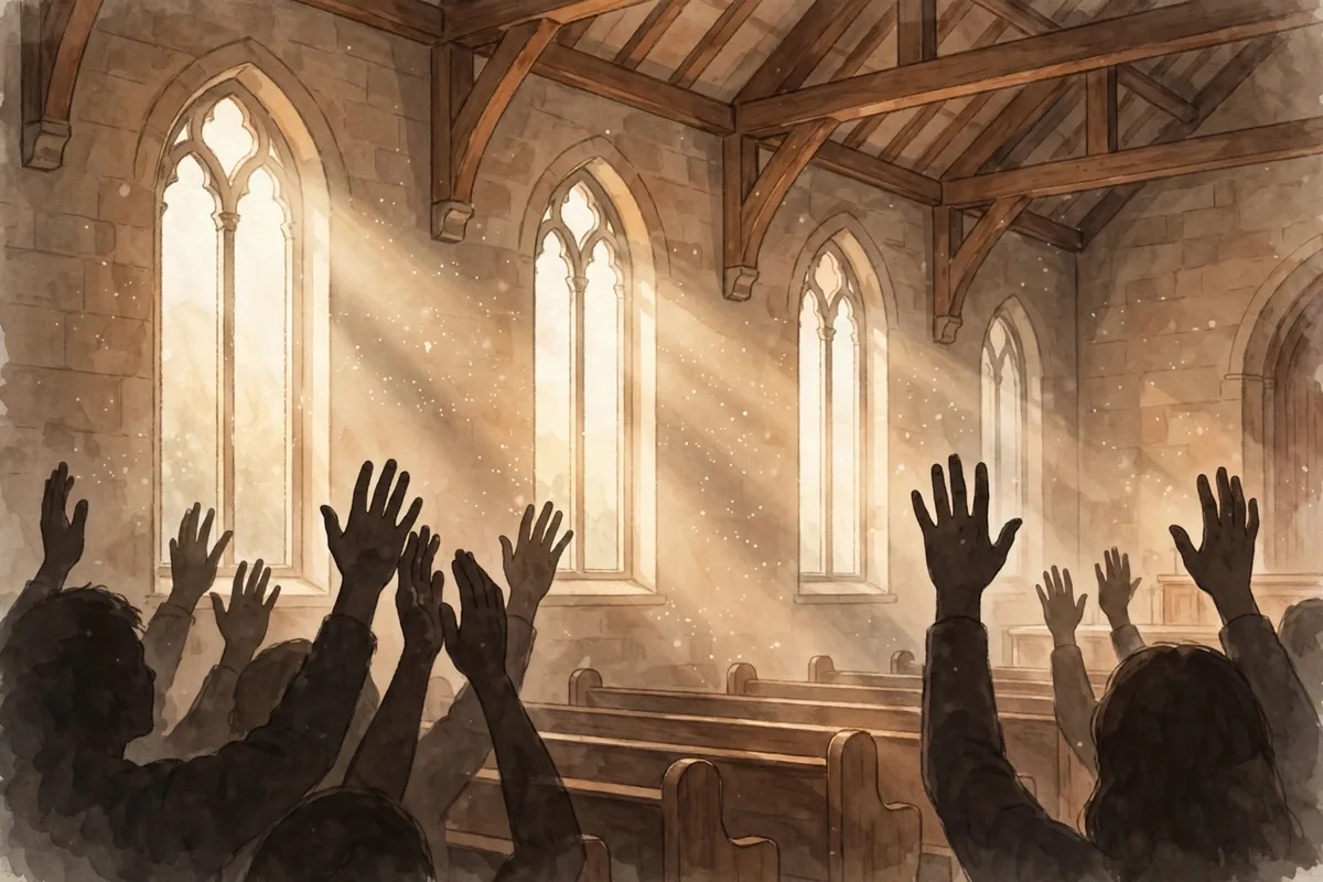 Hosanna meaning worship - church congregation singing