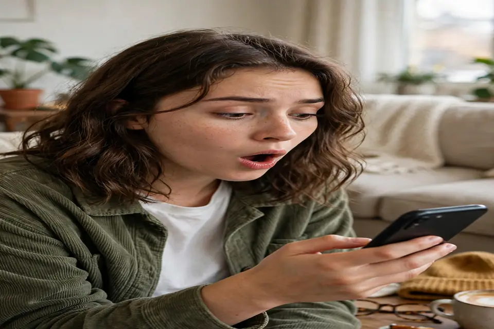 IKYFL meaning - surprised person reacting to text message on phone