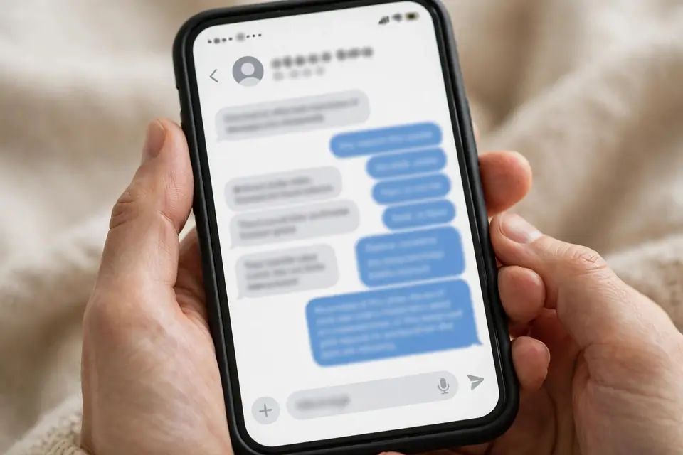 IKYFL meaning texting - smartphone with text message conversation