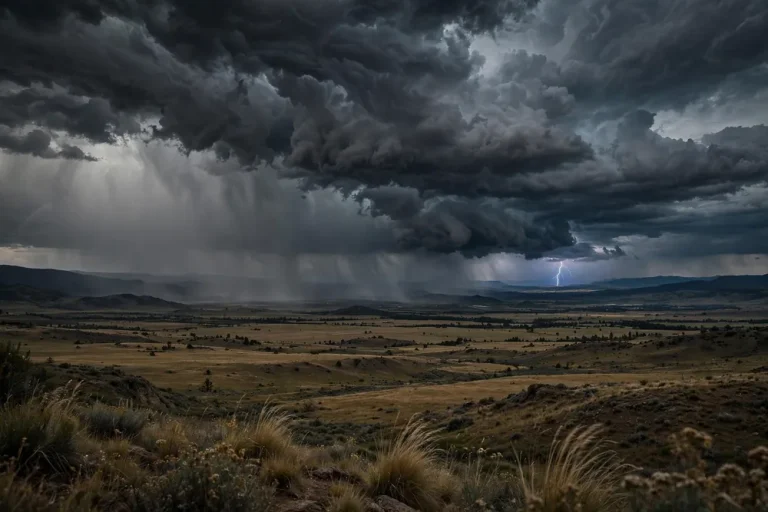 Imminent meaning - dark storm clouds gathering over landscape about to strike