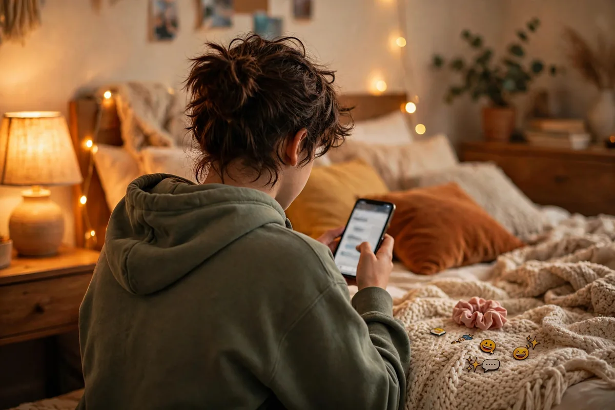 LWK meaning - teen texting on phone