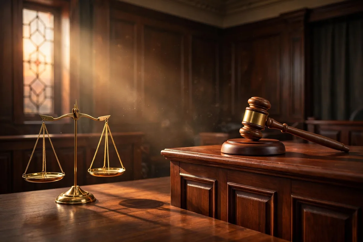 Mistrial meaning - courtroom gavel and scales