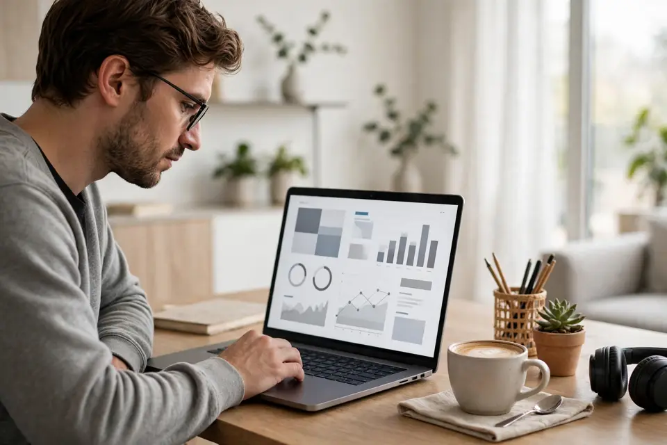 OASDI tax - employee checking a paycheck and pay stub on a laptop