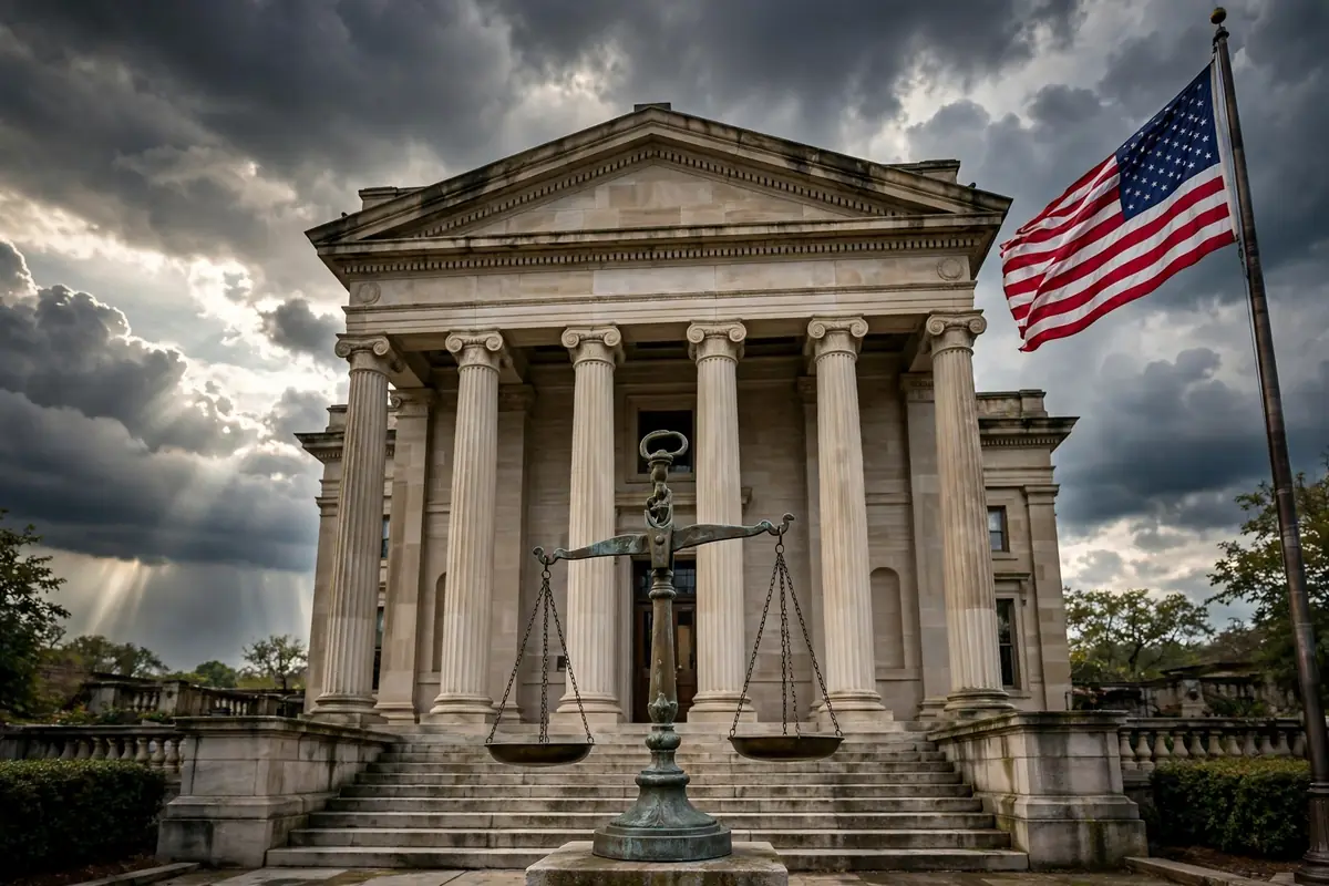 OWI meaning legal - courthouse columns representing OWI legal proceedings