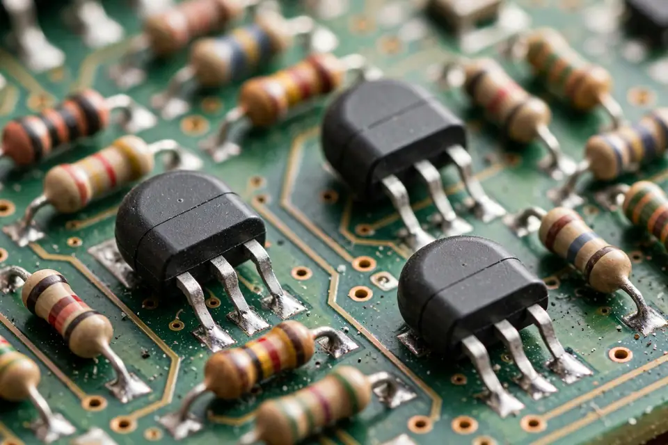 PMOS meaning transistor - close-up of electronic transistors