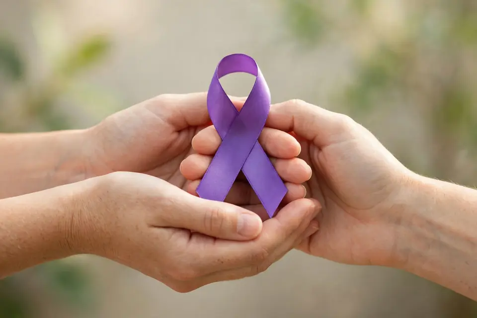 Purple ribbon meaning hands - hands holding purple awareness ribbons