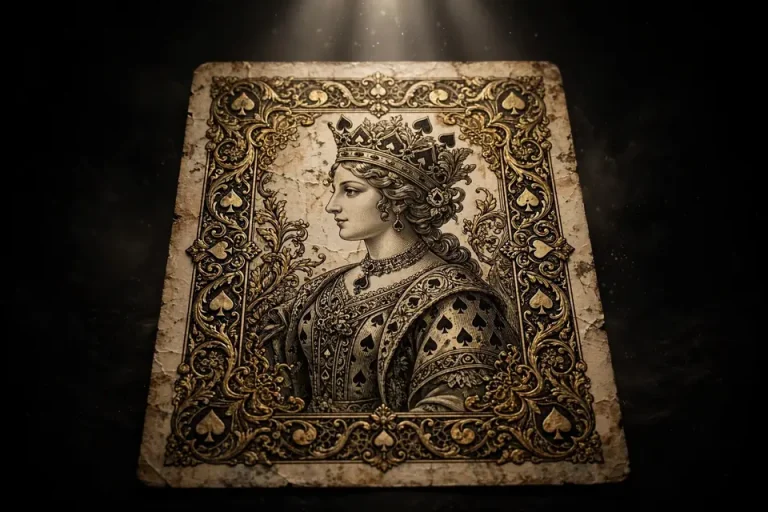 Queen of spades meaning - ornate queen of spades playing card close up