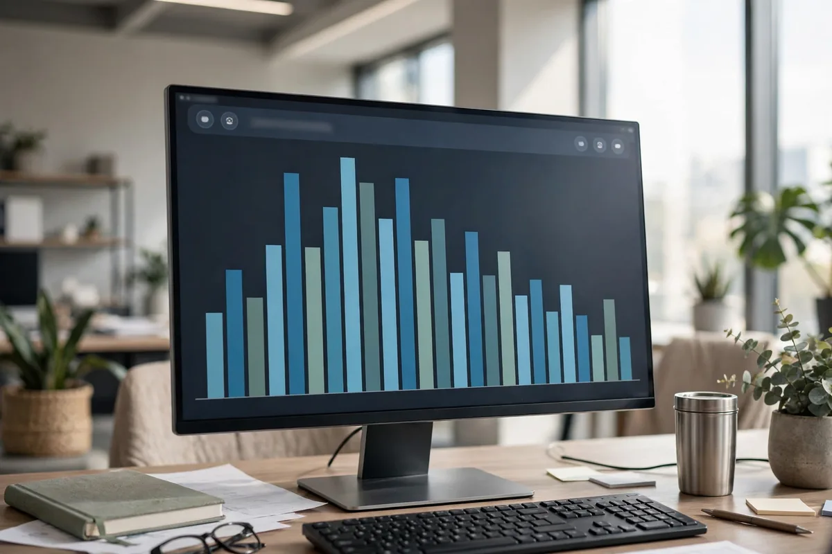 Revenue meaning chart - financial bar chart on screen