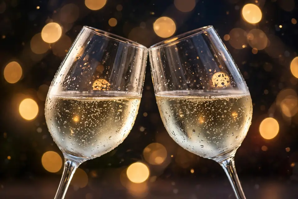 Salud meaning toast - wine glasses clinking in celebration