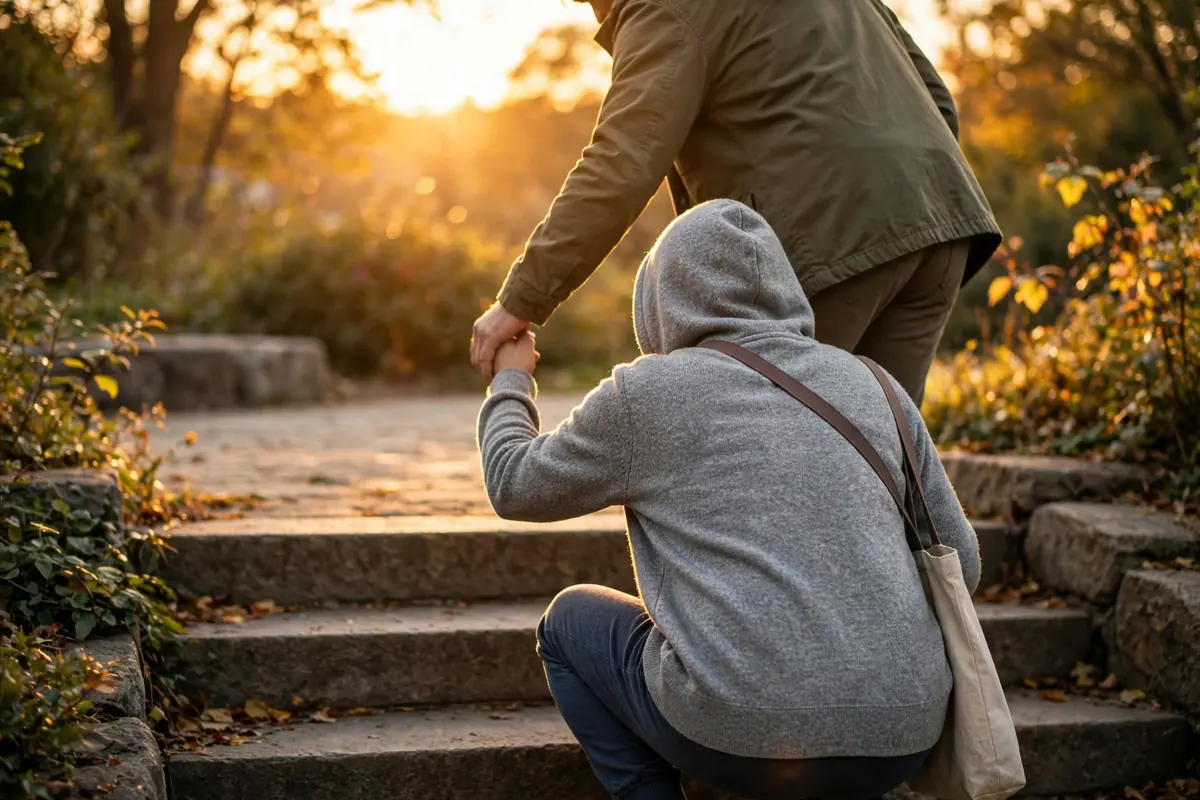 Selfless meaning - person helping another person