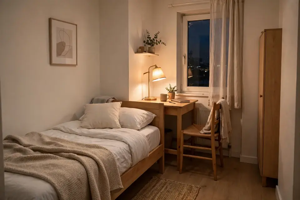 SRO meaning room - small furnished single room interior