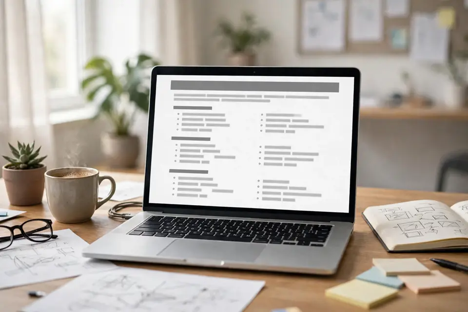 SRS document - software requirements specification open on a laptop screen
