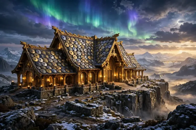 Valhalla meaning - the great golden hall of Odin in Asgard