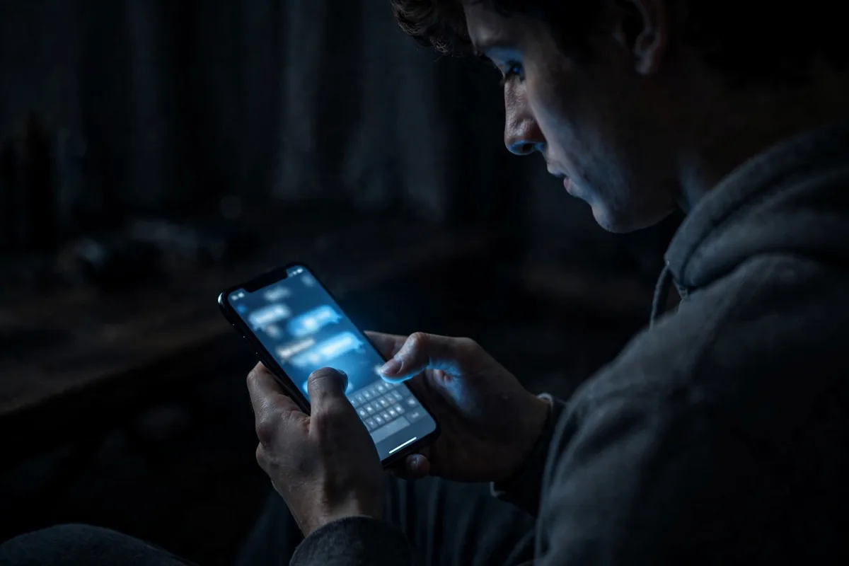 WTM meaning texting - person typing on smartphone